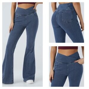 Halara Flex High Waisted Crossover Pocket Washed Stretchy Knit Casual Pants